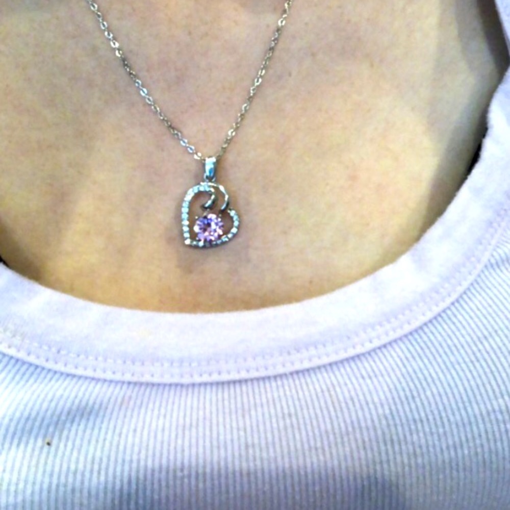 swarovski pink heart necklace